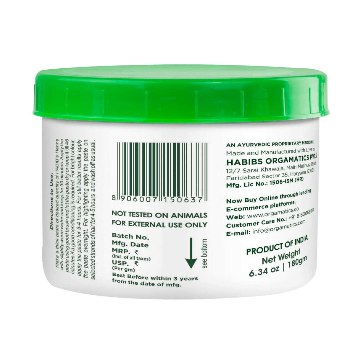 Natural Henna 180gm - Habibs Orgamatics