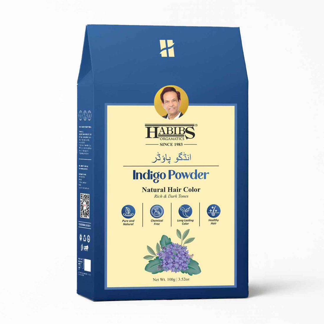 Habibs Orgamatics Indigo Powder for Hair 100g – Natural Herbal Hair Color | Chemical - Free | Long Lasting Dark Tones | Healthy & Shiny Hair - Habibs Orgamatics