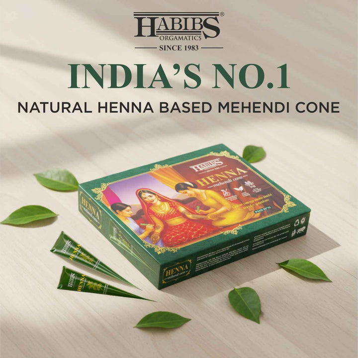 Habib’s Herbal Mehndi Cones for Hands & Feet – Safe, Dark & Rich Color (Pack of 12) - Habibs Orgamatics