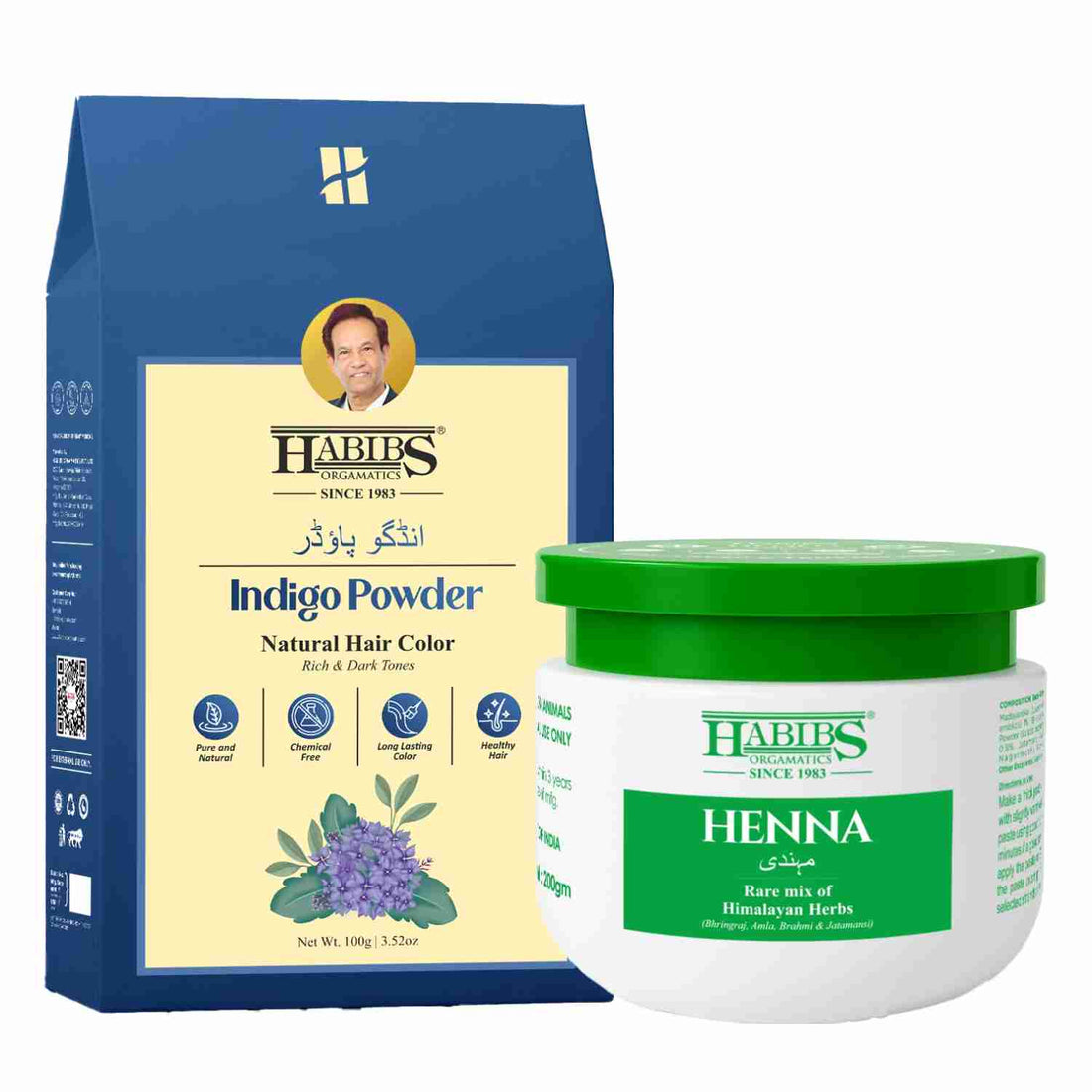 Habib's Orgamatics Natural Dye for Black Hair – Henna & Indigo Powder Combo Pack - Habibs Orgamatics