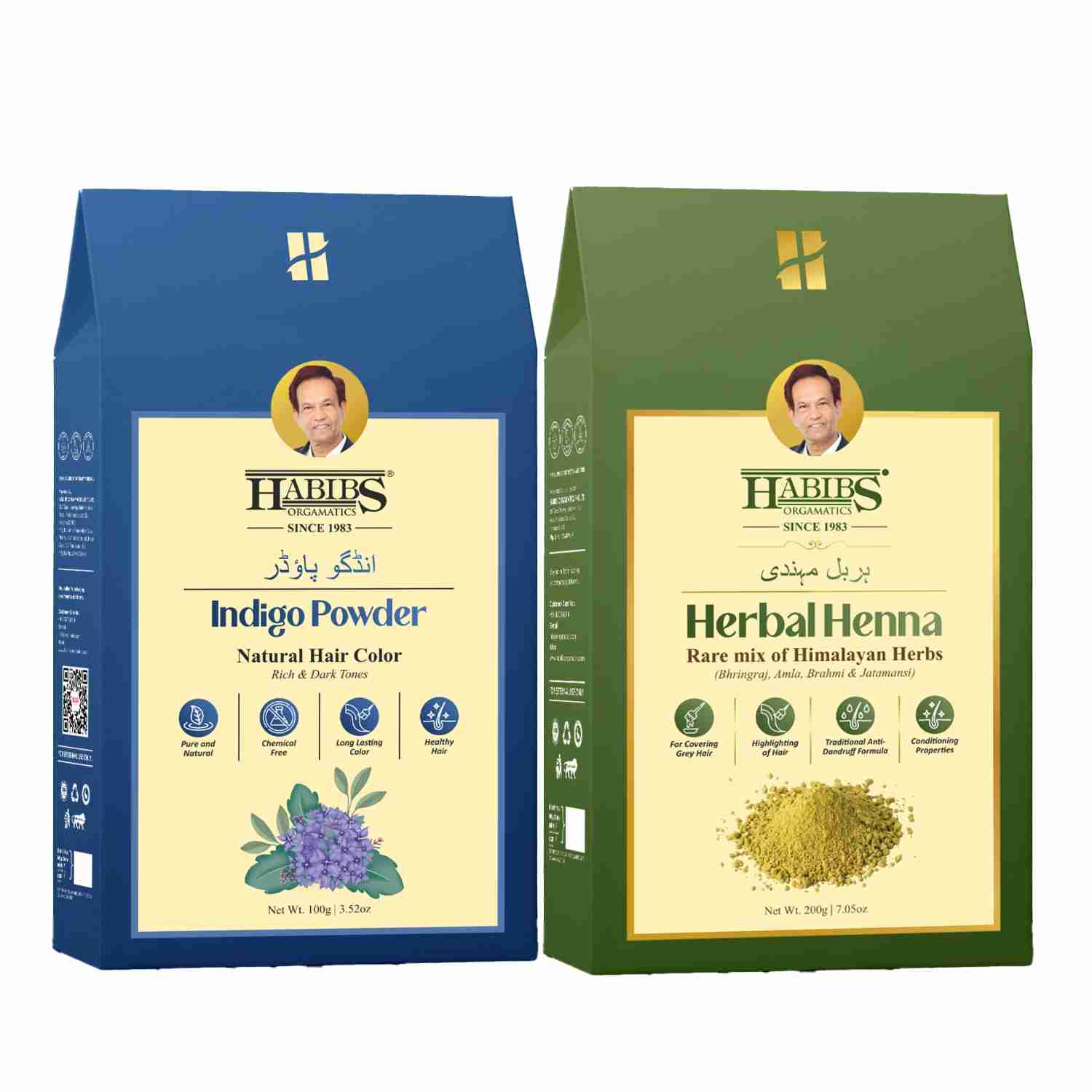 Habibs Orgamatics Natural Hair Dye Combo Pack – Henna & Indigo Powder for Black Hair | 100% Herbal & Chemical - Free - Habibs Orgamatics