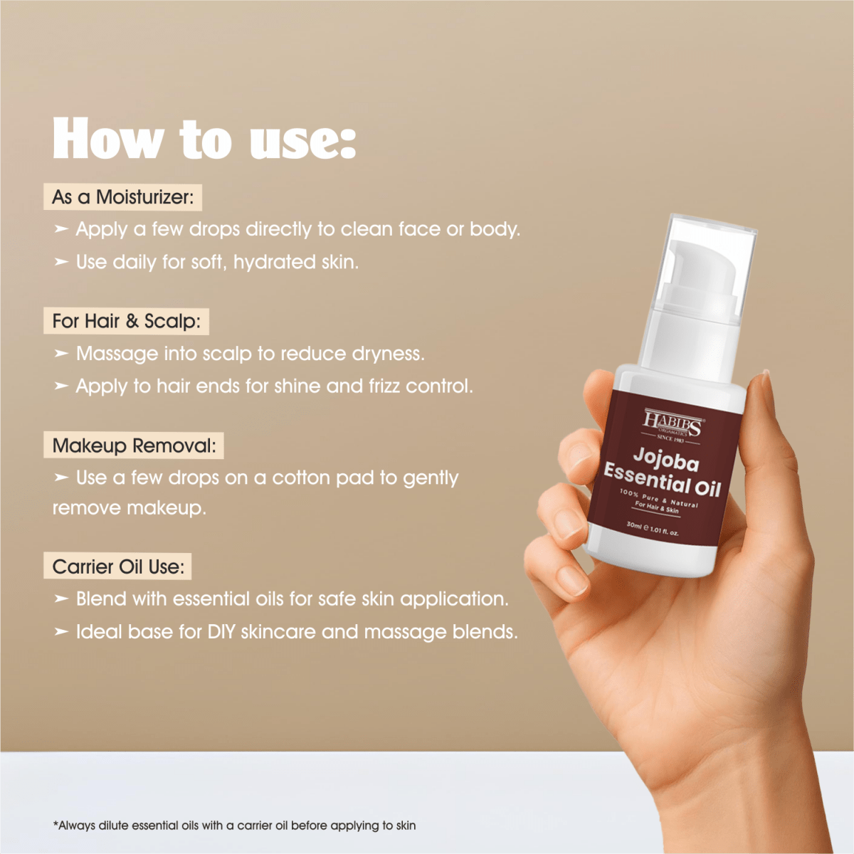 Jojoba Essential Oil - Habibs Orgamatics