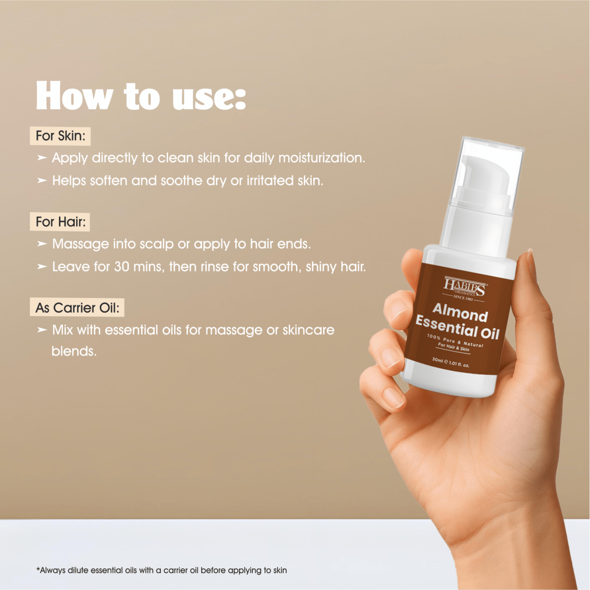 Almond Essential Oil - Habibs Orgamatics