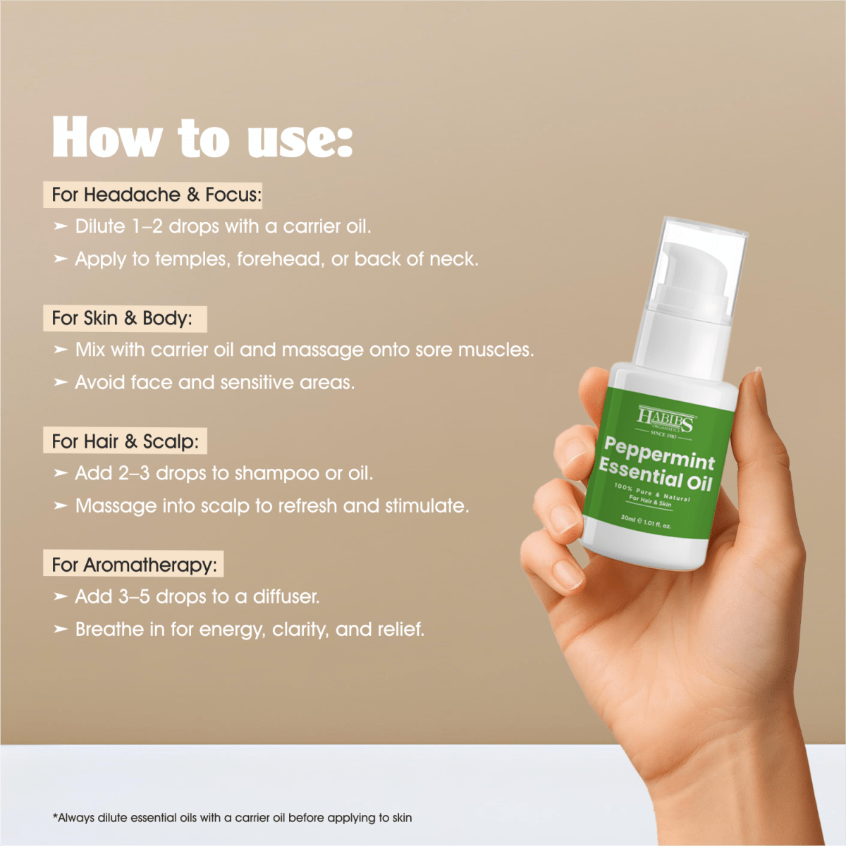 Peppermint Essential Oil - Habibs Orgamatics