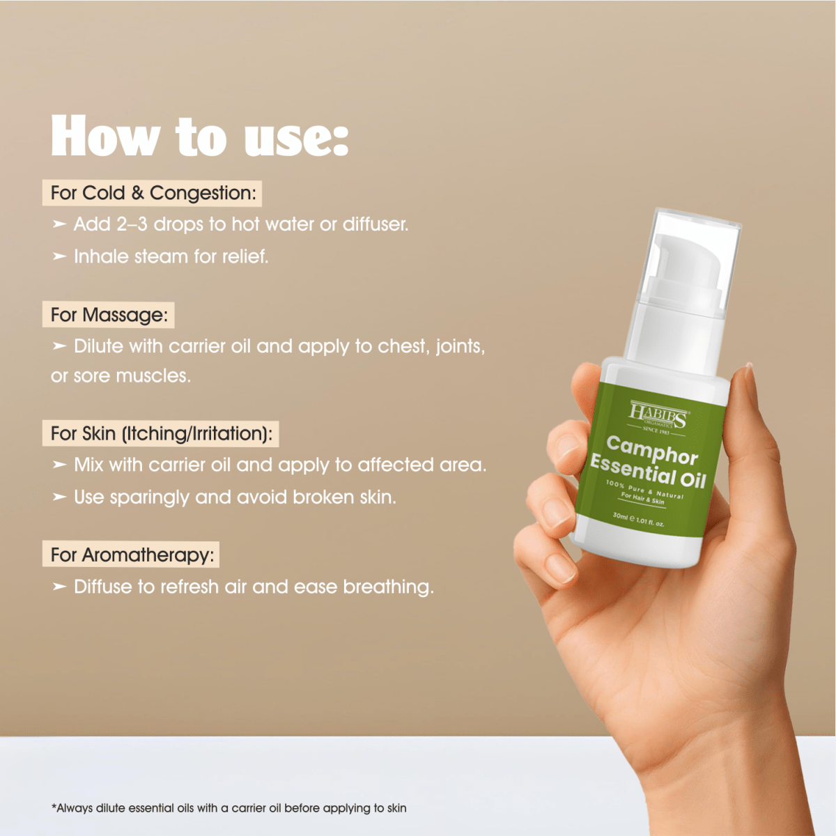 Camphor Essential Oil - Habibs Orgamatics